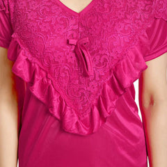 Be You Women V-Neck Satin Maxi Nightdress