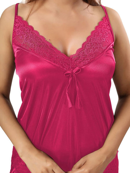 Be You Women Self Design Shoulder Strap Nightdress