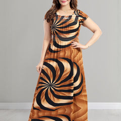 Be You Sarina Satin Spiral Print Maxi Nightdress