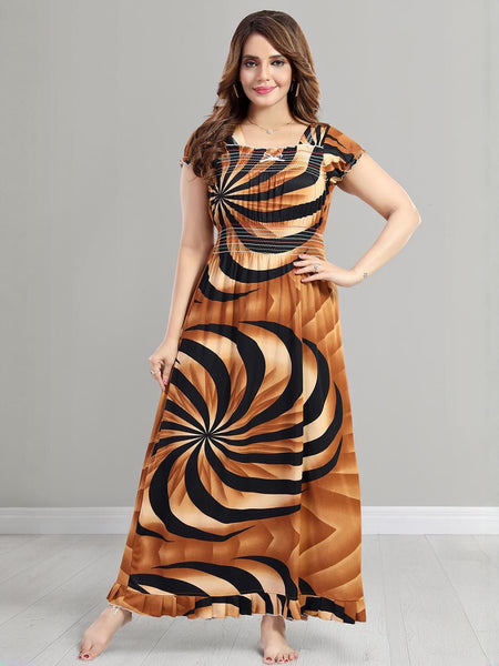 Be You Sarina Satin Spiral Print Maxi Nightdress