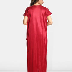 Be You Women 2 pieces Satin Nighty with Robe Maxi Nightdress