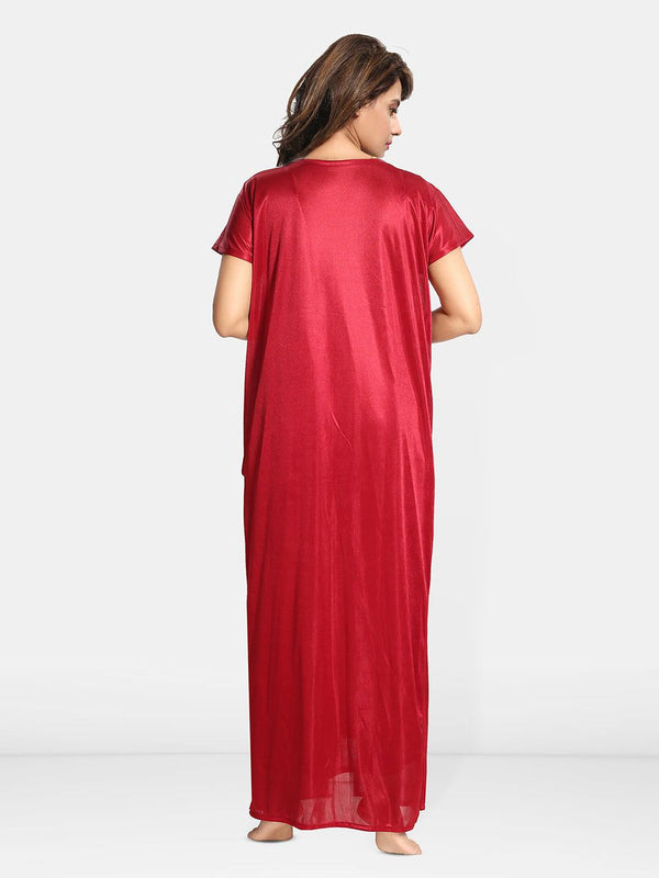 Be You Women 2 pieces Satin Nighty with Robe Maxi Nightdress