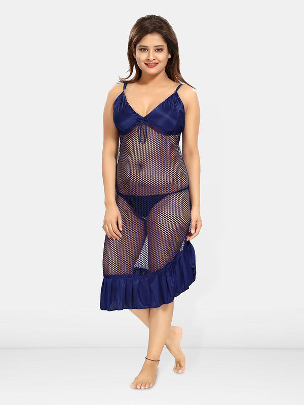 Be You Solid Satin Maxi Nightdress With Robe