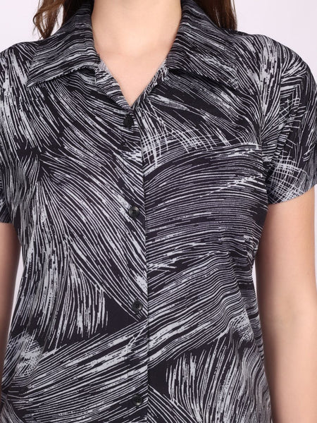 Be You Women Sarina Satin Abstract Print Top & Pyjama Night Suit