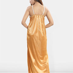 Be You Women Sleeveless Satin Maxi Nightdress With Robe