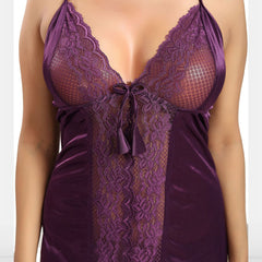Be You Women Shoulder Strap Self Design Maxi Nightdress