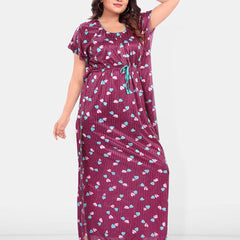 Be You Women Printed Maxi Nightdress