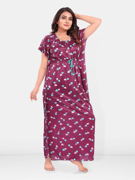 Be You Women Printed Maxi Nightdress