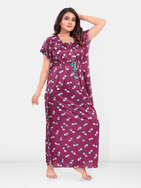 Be You Women Printed Maxi Nightdress