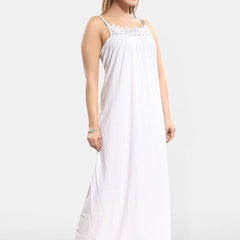 Be You Women Lace Cotton Maxi Nightdress
