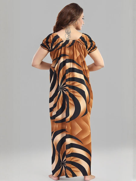 Be You Sarina Satin Spiral Print Maxi Nightdress