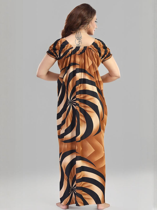 Be You Sarina Satin Spiral Print Maxi Nightdress