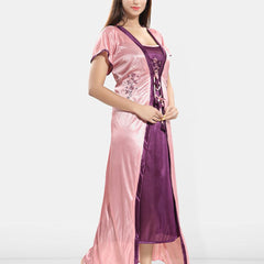 Be You Embroidered Satin Maxi Nightdress With Robe