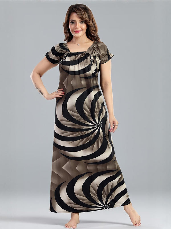 Be You Printed Square Neck Maxi Nightdress
