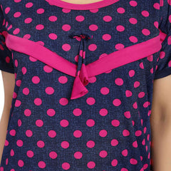 Be You Women Polka Dots Printed Maxi Nightdress