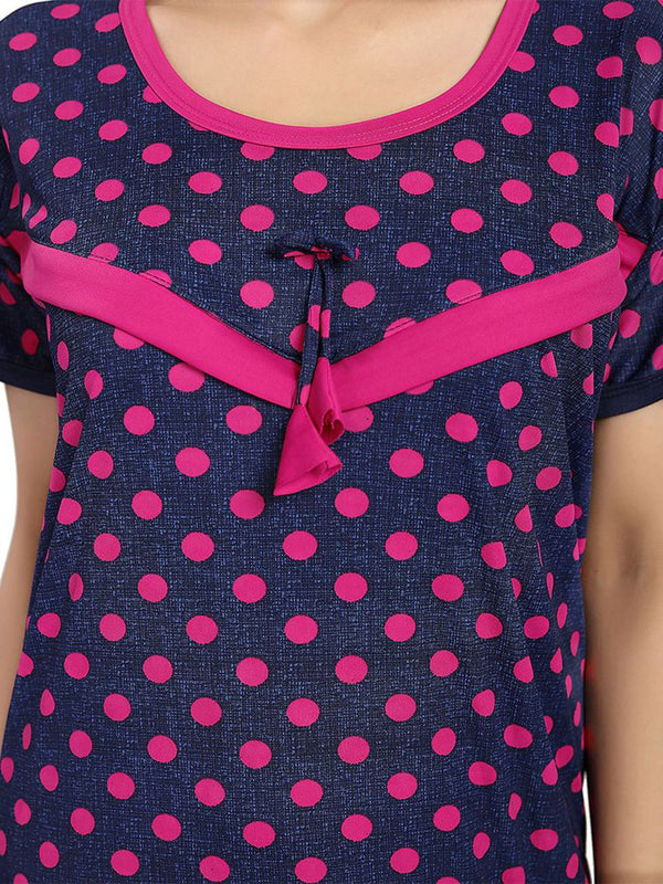 Be You Women Polka Dots Printed Maxi Nightdress