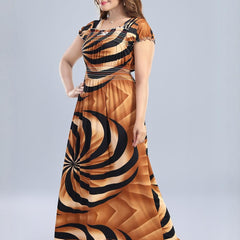 Be You Sarina Satin Spiral Print Maxi Nightdress