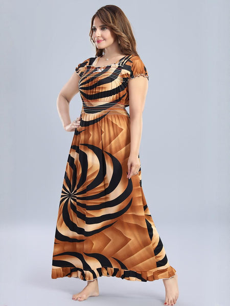 Be You Sarina Satin Spiral Print Maxi Nightdress