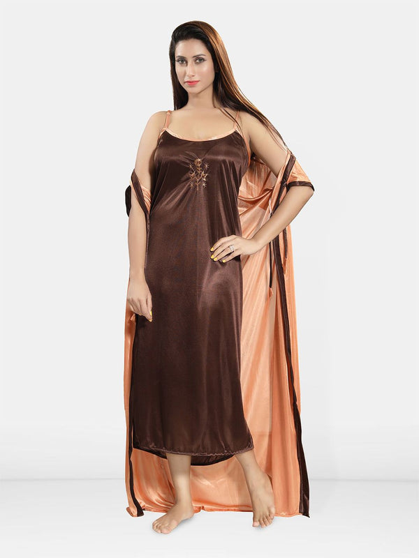 Be You Women 2 pieces Satin Maxi Nightdress
