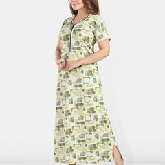 Be You Women Printed Satin Maxi Nightdress