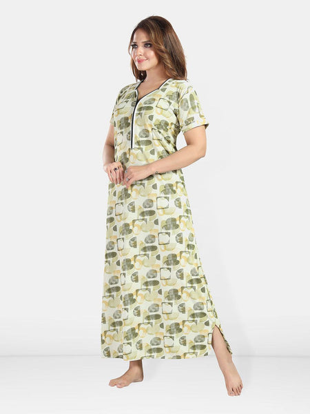 Be You Women Printed Satin Maxi Nightdress