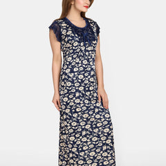 Be You Women Printed Maxi Nightdress