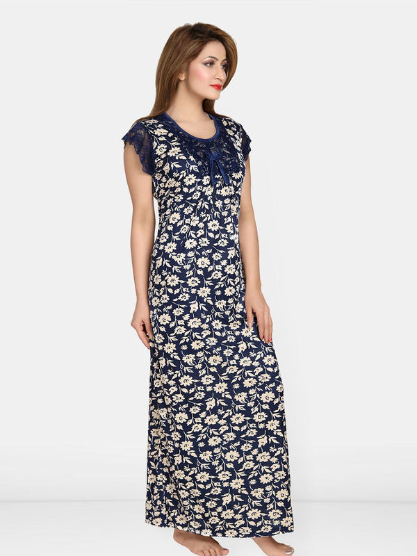 Be You Women Printed Maxi Nightdress