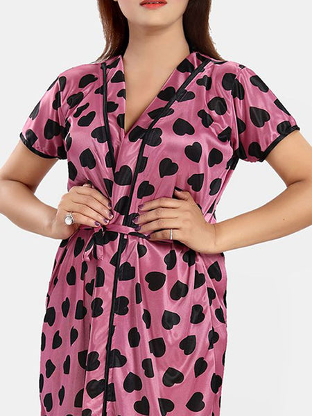 Be You Women Conversational Printed Wrap Nightdress