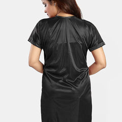 Be You Women Solid Satin Nightwear Set