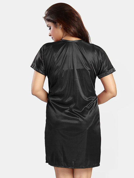 Be You Women Solid Satin Nightwear Set