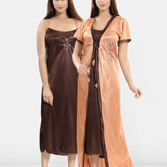 Be You Women 2 pieces Satin Maxi Nightdress