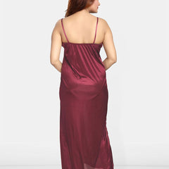 Be You Women Self Design Maxi Nightdress with Robe