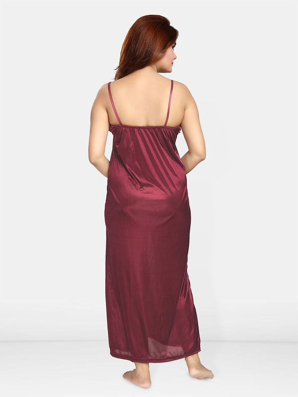 Be You Women Self Design Maxi Nightdress with Robe