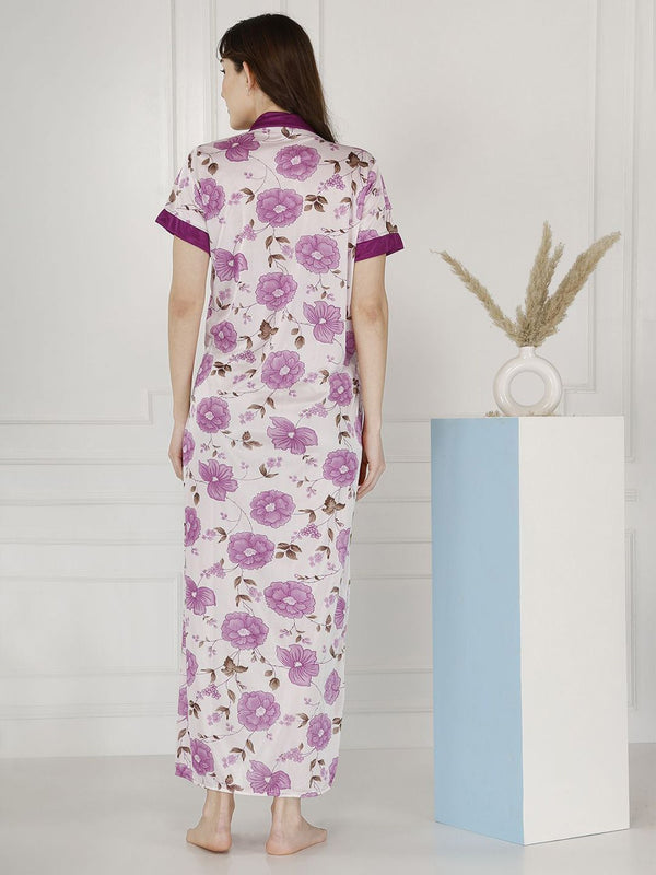 Be You Women Printed Maxi Nightdress