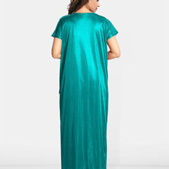 Be You Solid Satin Maxi Nightdress With Robe