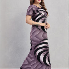 Be You Sarina Satin Spiral Printed Maternity Maxi Nightdress
