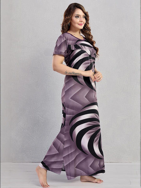 Be You Sarina Satin Spiral Printed Maternity Maxi Nightdress