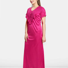 Be You Women V-Neck Satin Maxi Nightdress