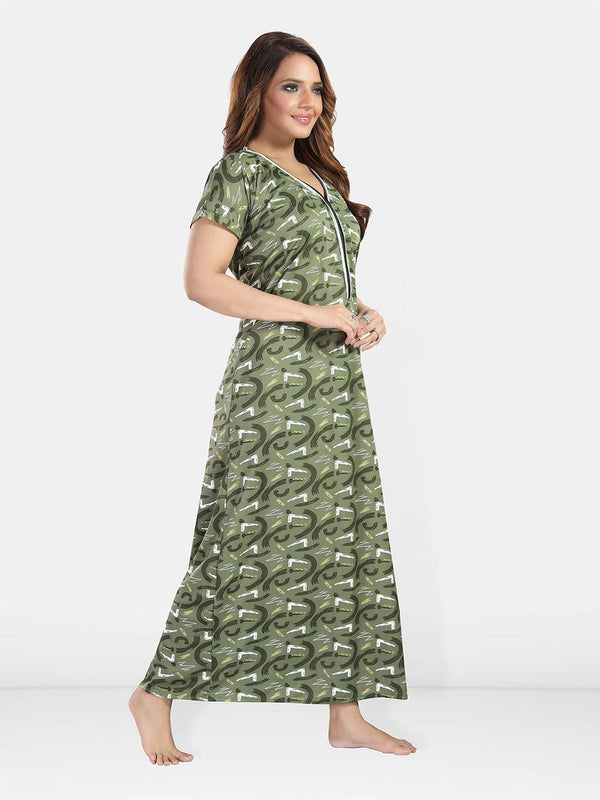 Be You Women Printed Maxi Nightdress