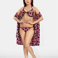 Be You Women Conversational Printed Wrap Nightdress