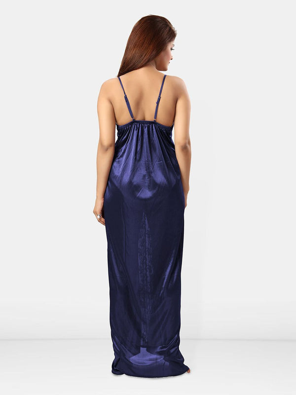 Be You Women Shoulder Straps Satin Maxi Nightdress