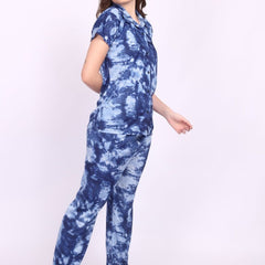 Be You Women Tie-Dye Printed Top & Pyjama Night suit