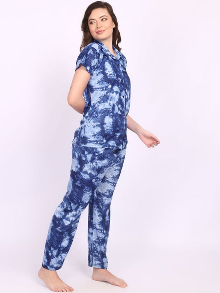 Be You Women Tie-Dye Printed Top & Pyjama Night suit