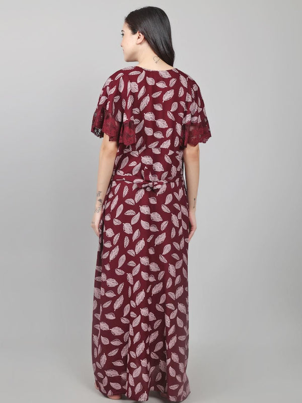 Be You Leaf Printed Maxi Nightdress