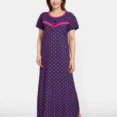 Be You Women Polka Dots Printed Maxi Nightdress
