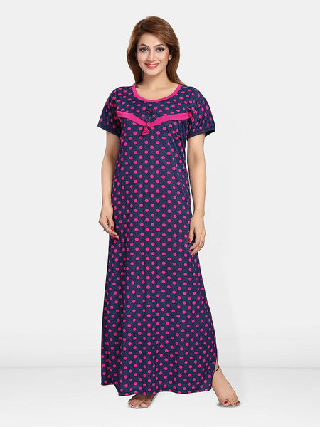 Be You Women Polka Dots Printed Maxi Nightdress