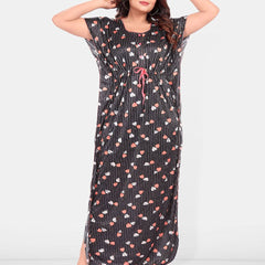 Be You Women Printed Satin Maxi Nightdress