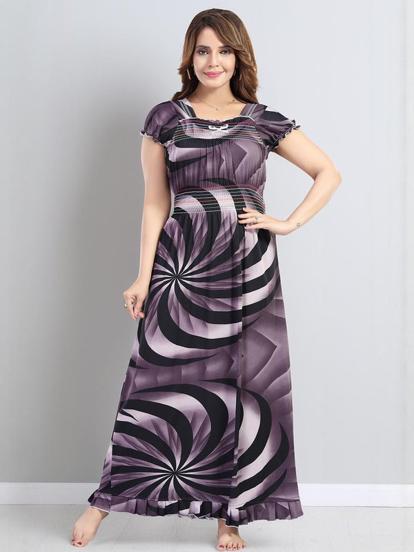 Be You Printed Square Neck Maxi Nightdress
