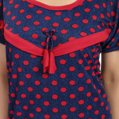 Be You Satin Polka Dots Printed Maxi Nightdress