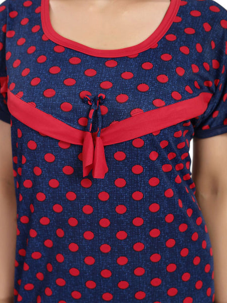 Be You Satin Polka Dots Printed Maxi Nightdress